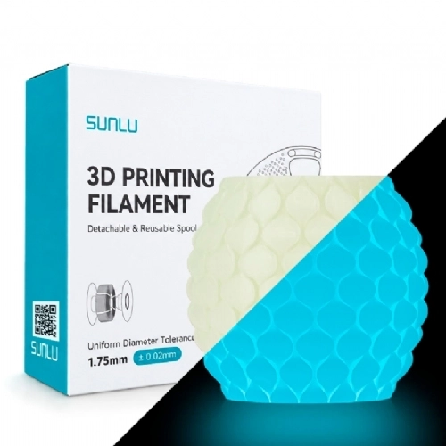 Filamento Sunlu PLA Glow In The Dark Branco pra Azul   1.75mm 1kg 