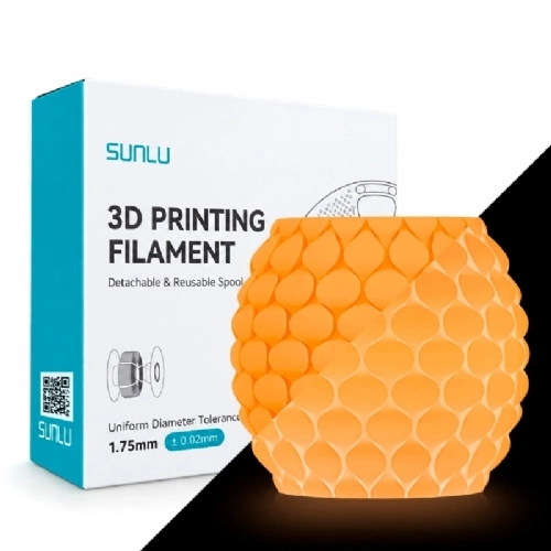 Filamento Sunlu PLA Glow In The Dark Laranja Cyber   Cyber Orange   1.75mm 1kg 