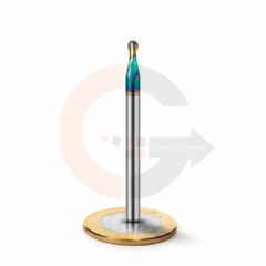 Fresa para Alumínio Esférica 2 Cortes 3.0mm x 6.0mm Metal Duro com Cobertura DLC