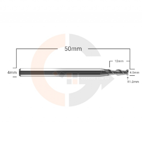 Ampliar foto Fresa Toroidal 2 cortes 4mm R1.0 Metal Duro HRC55 Ampliar foto Fresa Toroidal 2 cortes 4mm R1.0 Metal Duro HRC55