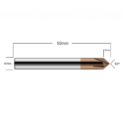 Ampliar foto Fresa de Metal Duro para Chanfro em Aco 4.0mm x 90 graus  cobertura CrAITiN HRC55