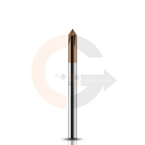 Fresa de Metal Duro para Chanfro em Aco 4.0mm x 60 graus  cobertura CrAITiN HRC55