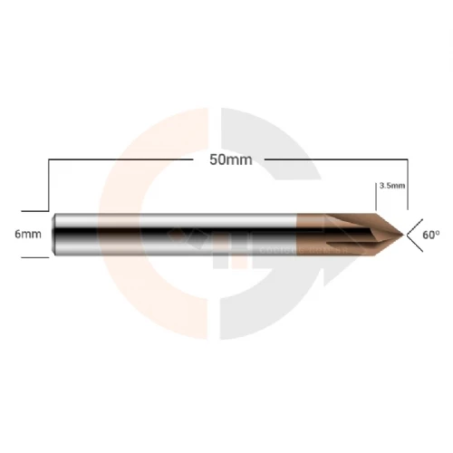 Ampliar foto Fresa de Metal Duro para Chanfro em Aco 6.0mm x 60 graus  cobertura CrAITiN HRC55