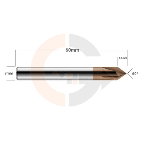 Ampliar foto Fresa de Metal Duro para Chanfro em Aco 8.0mm x 60 graus  cobertura CrAITiN HRC55