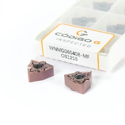 Inserto WNMG 060408 MF TiAlSin Pastilha de Metal Duro para Aco  Grade 1215   10 pecas