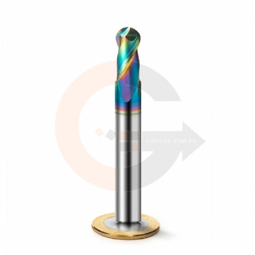 Fresa para Aluminio Esferica 2 Cortes 10mm x 20mm Metal Duro com Cobertura DLC Fresa para Aluminio Esferica 2 Cortes 10mm x 20mm Metal Duro com Cobertura DLC