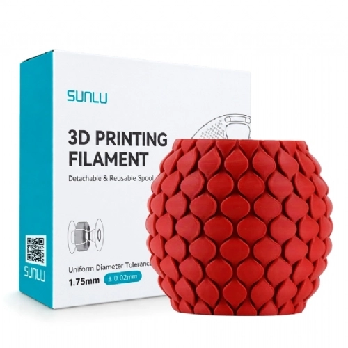 Filamento Sunlu PLA Matte Vermelho Fosco   Red   1.75mm 1kg 